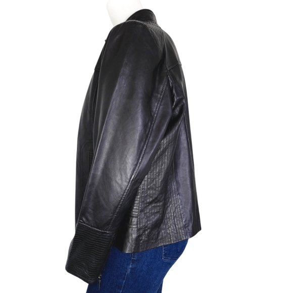 [1X] BERNARDO Genuine Leather Black Moto Jacket - Picture 4 of 16